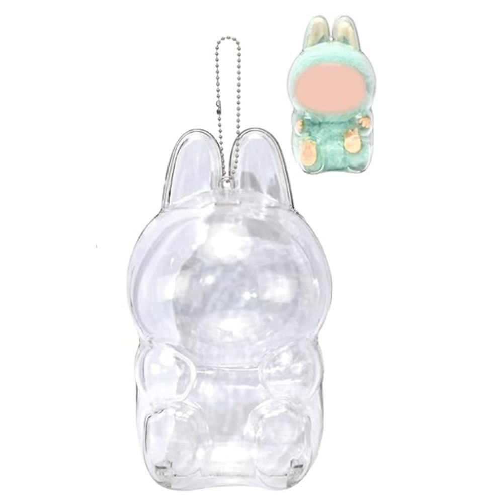 Clear Protective Case w keychain for Labubu Sitting Stuffed Dolls 7 In. NEW!